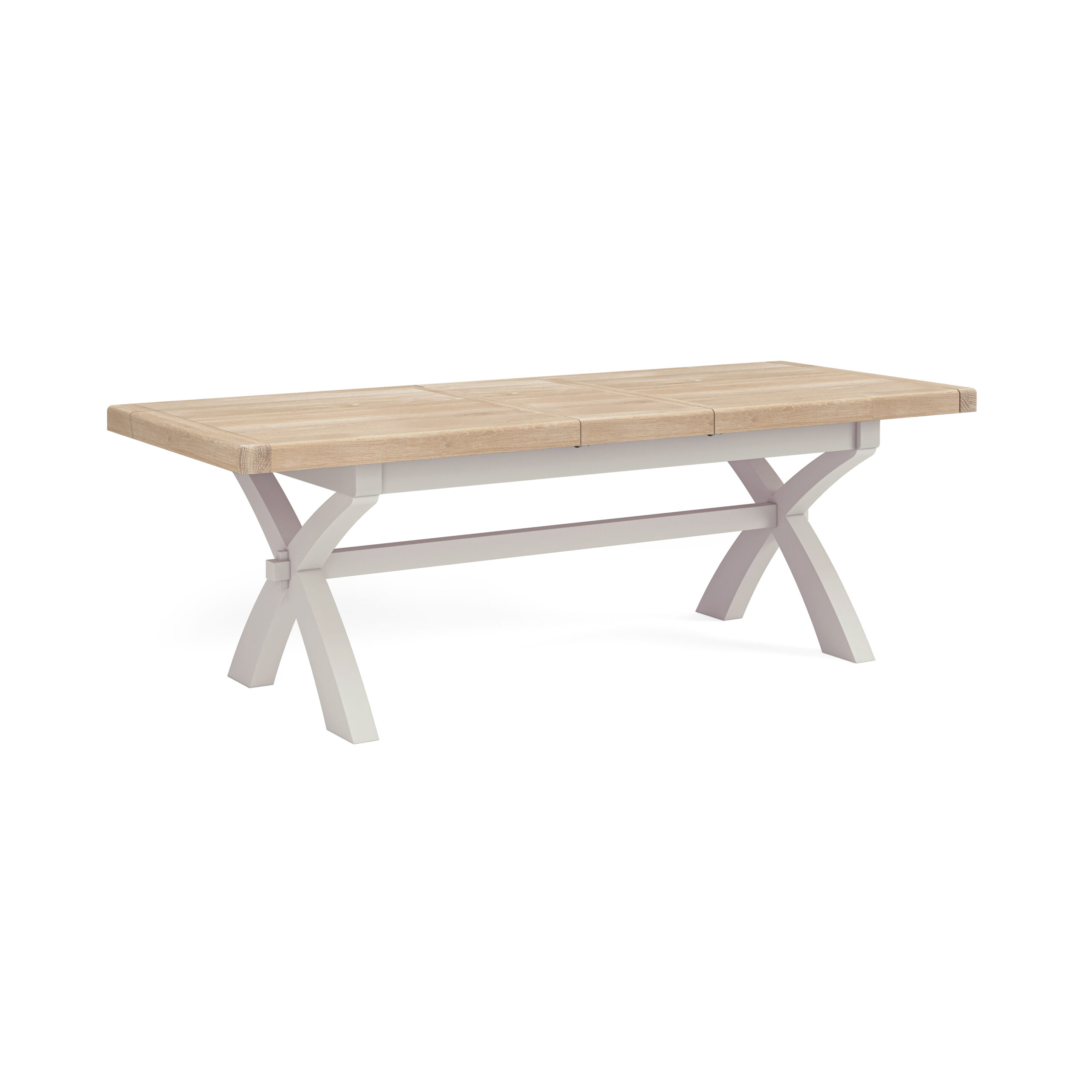 G8285_SALCOMBE_GREY_CROSS LEG EXTENDING DINING TABLE-OPENED