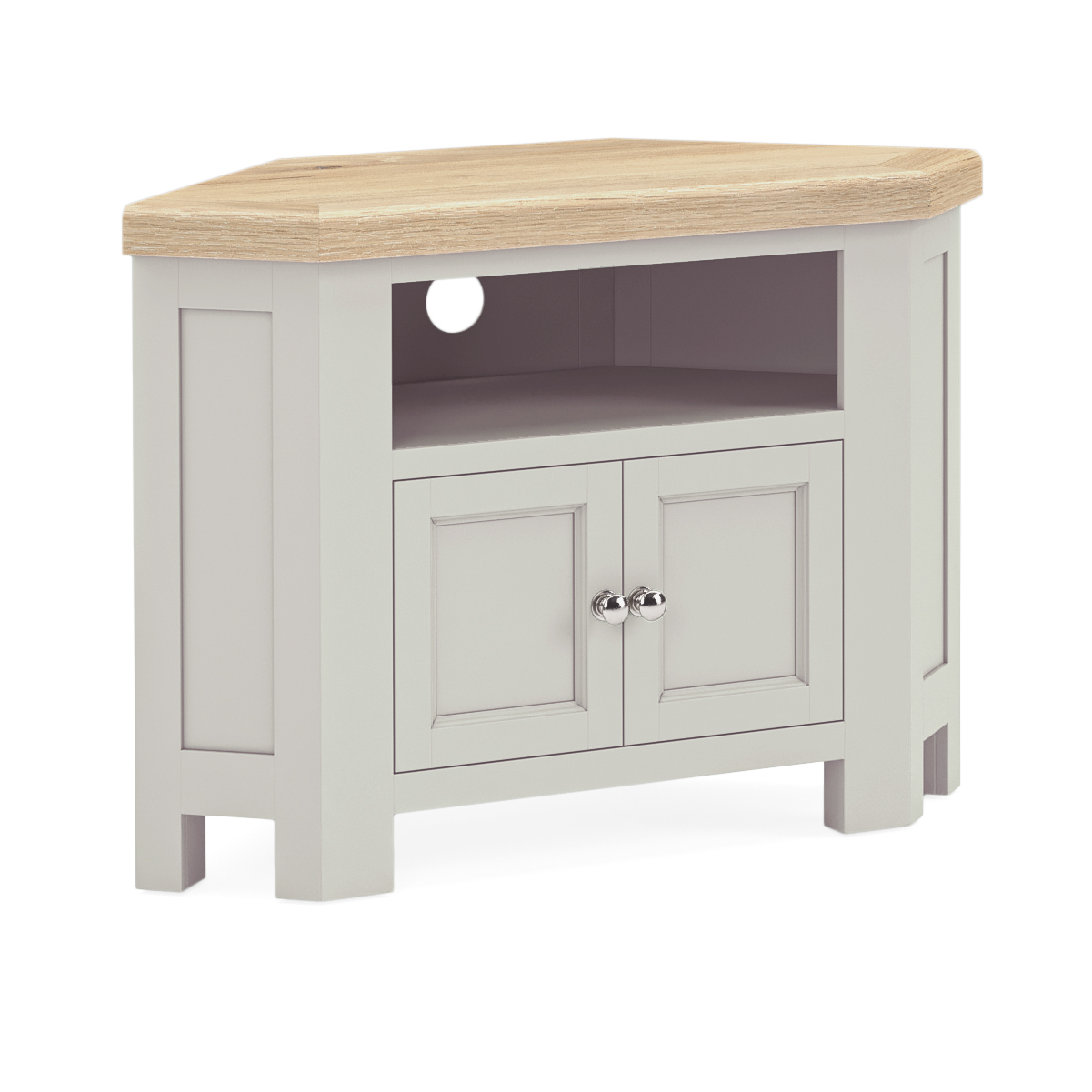 G8297_SALCOMBE_GREY_CORNER TV UNIT WITH 2 DOORS